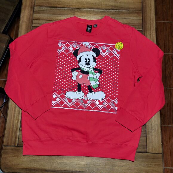 Disney M Mouse Christmas Red Unisex Crew Neck Sweatshirt w/ Lights - 3XL NWT - Picture 2 of 9
